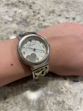 Brighton Silver and Gold Accented Heart Dial Watch